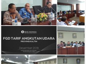Kepala Perwakilan Bank Indonesia Provinsi Kalimantan Timur bersama Gubernur Kalimantan Timur dan Kepala Perwakilan Bank Indonesia Balikpapan memimpin rapat FGD Tarif Angkutan Udara